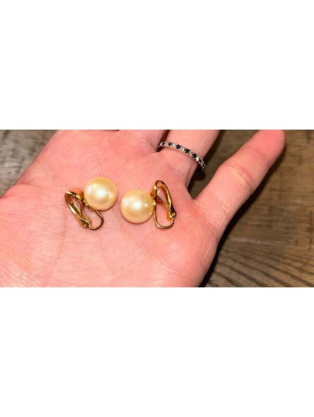 Vintage Gold Tone Faux Pearl Drop Clip-On Earrings Classic